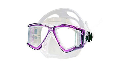 Tilos New Double Lens Panoramic View Scuba Diving & Snorkeling Mask (Purple)