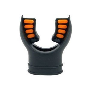 Trident New Comfort Cushion Silicone Molded Tab Mouthpiece for Regulator, Octopus, & Snorkel - Black with Orange Tabs
