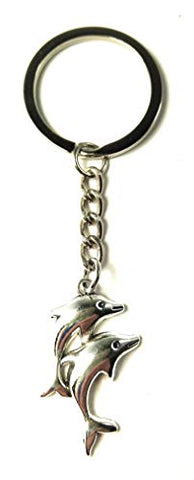 Double Dolphins Life-like Key Chain with Marine Life Underwater Ocean Theme