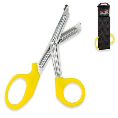 Innovative Safety and Rescue Scuba Diver EMT Scissors Shears with Sheath - Hi-Visibility Yellow