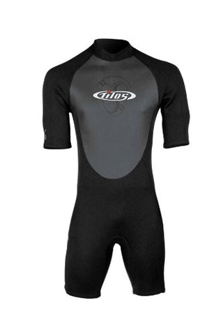 Tilos New Men's 2mm Skin Chest Shorty Wetsuit - Black (Size Large)