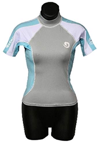 New Women's Anti-UV Short Sleeve Rash Guard - Blue (Size 12)