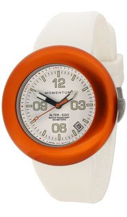 St. Moritz New Momentum M1 Women's Alter Ego Dive Watch & Underwater Timer for Scuba Divers with White Face, Orange Ring & Soft Whtie Silicone Rubber Band (Includes 1 Extra Black Top Ring)