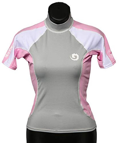 New Women's Anti-UV Short Sleeve Rash Guard - Pink (Size 04)
