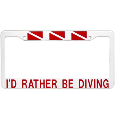 New Scuba Diving License Plate Frame - I'd Rather Be Diving