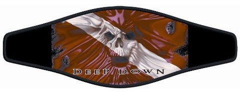 New Comfortable Neoprene Strap Wrapper for Your Scuba Diving & Snorkeling Mask - Skull on Dive Flag (Deep Down)