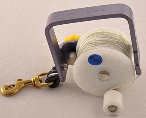 Manta New Mini Cave, Tec, Wreck, Scuba Diving Reel with 100' of #24 Braided Nylon White Line
