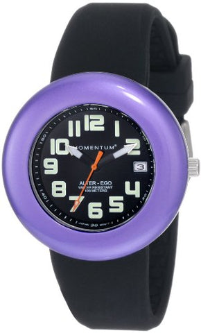 St. Moritz New Momentum M1 Women's Alter Ego Dive Watch & Underwater Timer for Scuba Divers with Black Face, Purple Ring & Soft Black Silicone Rubber Band (Includes 1 Extra Black Top Ring)
