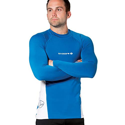 New Men's LavaCore Long Sleeve LavaSkin Shirt -Blue/White (Med-Large) for Scuba Diving, Surfing, Kayaking, Rafting, Paddling & Many Other WaterSports