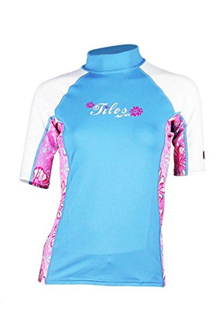 New Tilos Women's 6oz Anti-UV Short Sleeve Rash Guard - Blue (Medium)