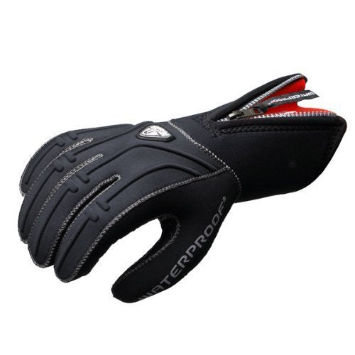 Waterproof New Tusa 5mm 5-Finger Stretch Neoprene Gloves (Large) with GlideSkin Interior and a Long Zipper for Easy Donning