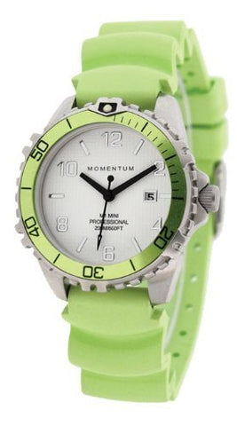 St. Moritz Momentum M1 Mini Women's Dive Watch & Underwater Timer for Scuba Divers with Lime Bezel & Lime Mini Natural Rubber Band