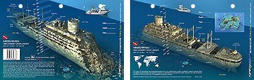 New Art to Media Underwater Waterproof 3D Dive Site Map - Aikoku Maru in Truk Lagoon, Micronesia (8.5 x 5.5 Inches) (21.6 x 15cm)/LID