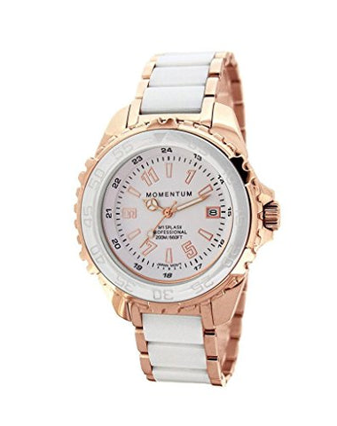 Deep Sea Fossils New St. Moritz Momentum White Ceramic Splash Dive Watch with Rose Gold Plated Steel Band & Free Watch Protector (Valued at $12.95)