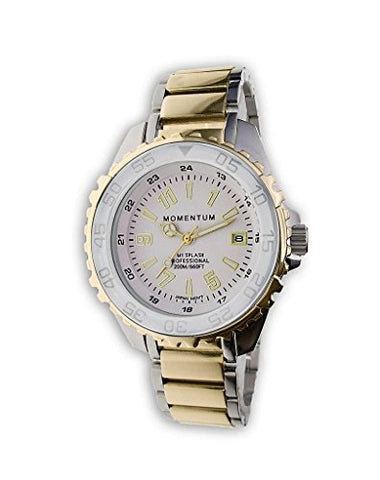 Deep Sea Fossils New St. Moritz Momentum White Ceramic Splash Dive Watch with Champagne Gold Plated Steel Band & Free Watch Protector (Valued at $12.95)