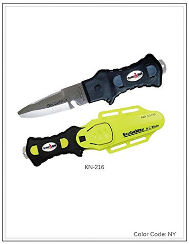 New 420 Stainless Steel Scuba Diving BCD Knife - Blunt Tip (Neon Yellow)