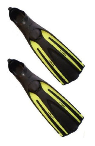 Oceanic New Viper Full Foot Scuba Diving & Snorkeling Fins - Neon Yellow (Size 4.5-5.5/X-Small)