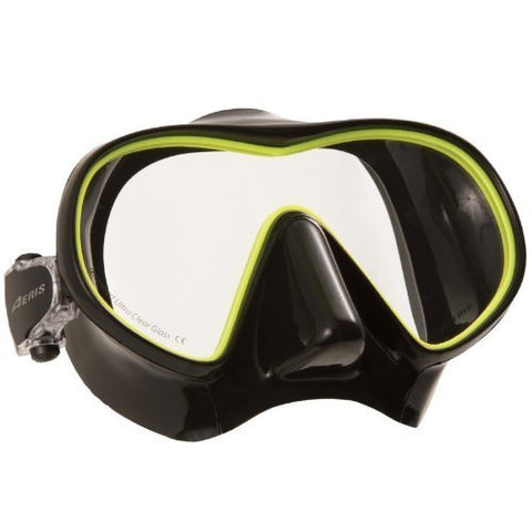 AERIS New Mini Origin Scuba Diving & Snorkeling Mask (Yellow Frame/Black Skirt) with Low Volume and Lightweight Frame