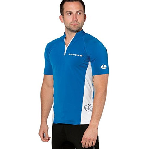 New Men's LavaCore Short Sleeve LavaSkin Shirt (X-Large) with Front Zipper for Scuba Diving, Surfing, Kayaking, Rafting, Paddling & Many Other Watersports (Navy Blue/White)