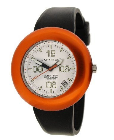 St. Moritz New Momentum M1 Women's Alter Ego Dive Watch & Underwater Timer for Scuba Divers with White Face, Orange Ring & Soft Black Silicone Rubber Band (Includes 1 Extra Black Top Ring)
