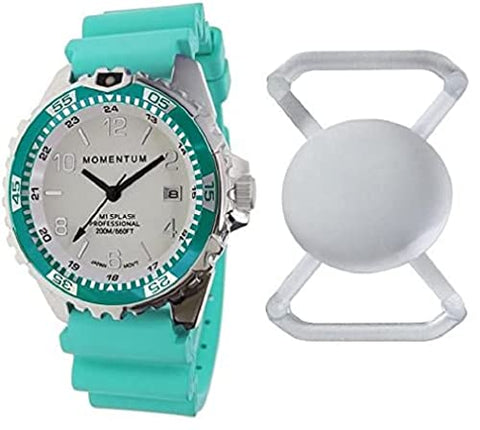 New St. Moritz Momentum M1 Splash Dive Watch with Aqua Bezel, Aqua Splash Natural Rubber Band & Free Watch Protector (Valued at $12.95) for Added Protection to The Glass Face of Your Dive Watch