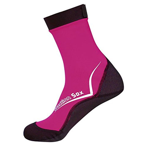 New Kids Lycra Unisex Traction Socks (Kids Medium) with Heavy Duty Fabric Sole for All Watersports - Neon Pink