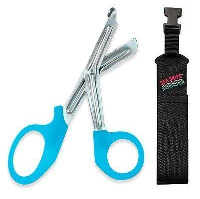 New Safety and Rescue Scuba Diver EMT Scissors Shears with Sheath & Female Connector - Cobalt Sea Blue