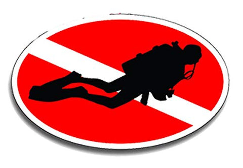 Scuba Diving Vinyl Decal Car Sticker with Diver Down Flag - 5.12" x 3.07"