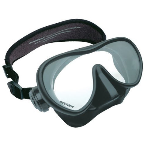 For Smaller Faces - New Oceanic Mini Shadow Scuba Diving & Snorkeling Mask (Black on Black) with FREE Neoprene Comfort Strap ($12.95 Value)/FBM