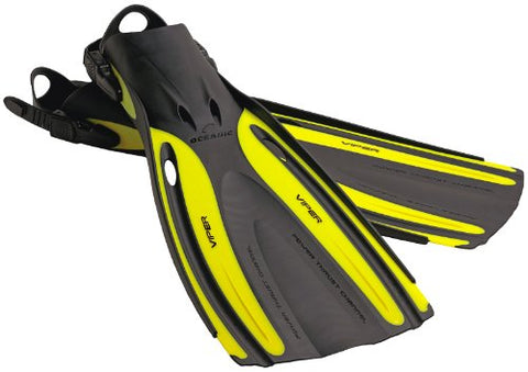 New Oceanic Viper Open Heel Scuba Diving Fins - Yellow (Size 7-9/Small)/FBM
