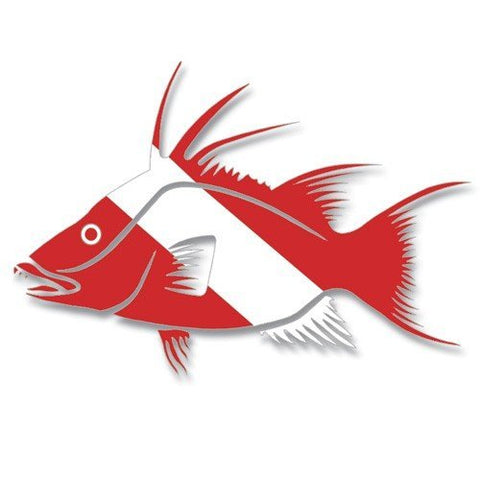 Innovative Scuba Concepts New Diver Down Flag Die Cut Sticker Decal for Your Boat, Tanks or Auto - Hogfish (6" Long)