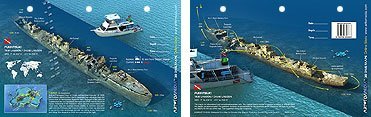New Art to Media Underwater Waterproof 3D Dive Site Map - Fumitsuki Destroyer in Truk Lagoon, Micronesia (8.5 x 5.5 Inches) (21.6 x 15cm)