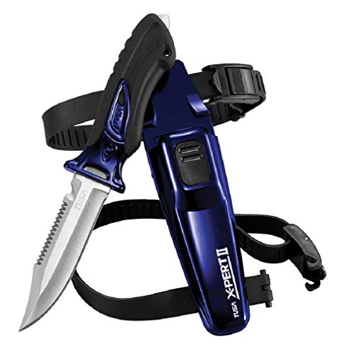 New Tusa Xpert II 420 Stainless Steel Scuba Diving BCD Knife (Cobalt Blue) with Drop Point Tip