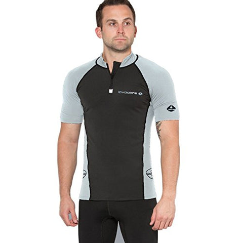 Lavacore New Men's Short Sleeve LavaSkin Shirt - Black/Grey (Size 2X-Large) for Scuba Diving, Surfing, Kayaking, Rafting, Paddling & Many Other Watersports