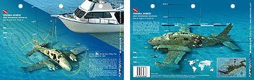 Innovative Scuba New Art to Media Underwater Waterproof 3D Dive Site Map - Cessna 310 in The Bahamas (8.5 x 5.5 Inches) (21.6 x 15cm)/LID