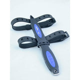 New 420 Stainless Steel Full Size Scuba Diving Knife with 2 Straps & Sheath - Pointed Tip (Blue)