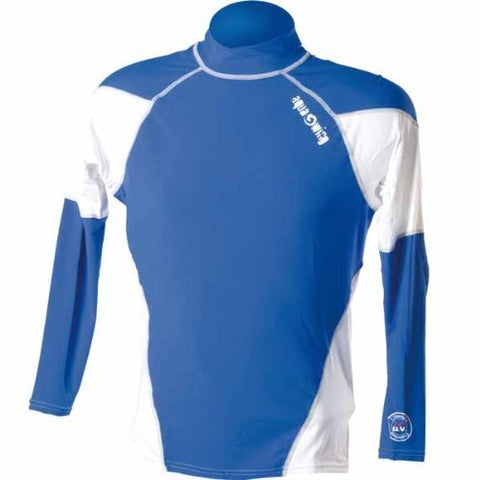 New Men's Anti-UV Long Sleeve Rash Guard (Small) for Scuba Diving, Snorkeling, Swimming & Surfing - Royal Blue