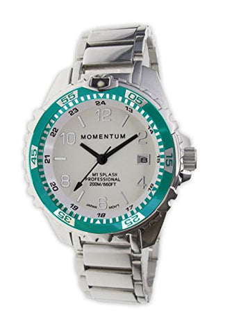 New St. Moritz Momentum M1 Splash Dive Watch with Aqua Bezel, Stainless Steel Band & Free Watch Protector (Valued at $12.95) for Added Protection to The Glass Face of Your Dive Watch