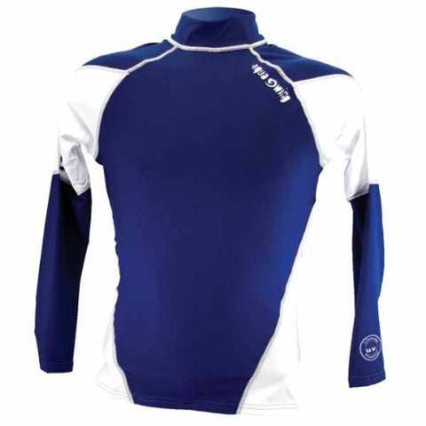 New Men's Anti-UV Long Sleeve Rash Guard (2X-Large) for Scuba Diving, Snorkeling, Swimming & Surfing - Navy Blue