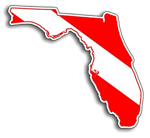 Scuba Diving Vinyl Decal Car Sticker with State of Florida Diver Down Flag - 6.02" x 5.51"
