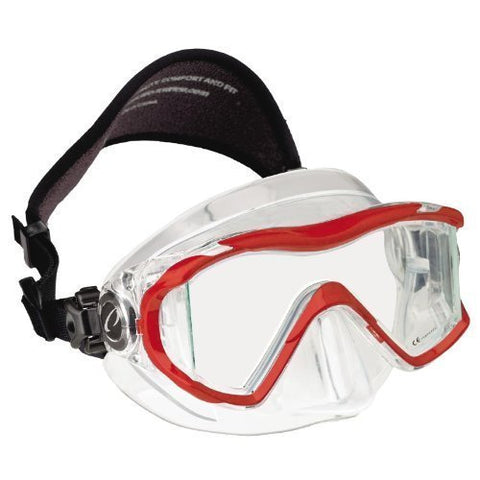 Fits Larger Faces - The New Oceanic Ion 3X Scuba Diving & Snorkeling Mask (Red) with FREE Neoprene Comfort Strap ($12.95 Value)