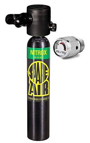 Spare Air New 3.0CF Nitrox Emergency Air Supply with Dial Gauge for Scuba Diving (Tank/Reg/Gauge Only)