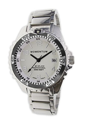 New St. Moritz Momentum M1 Splash Dive Watch with Grey Bezel, Stainless Steel Band & Free Watch Protector (Valued at $12.95) for Added Protection to The Glass Face of Your Dive Watch