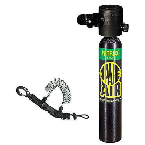 Spare Air New 3.0CF Nitrox Emergency Air Supply with Free Quick Release Coil Lanyard ($15.95 Value) for Scuba Diving (Tank/Reg/Lanyard Only)