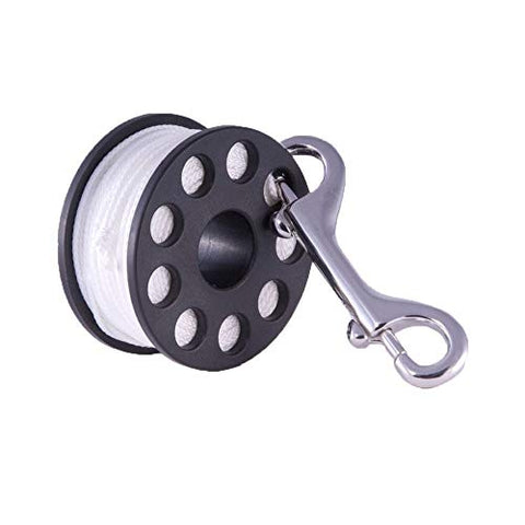 Hollis New Path Seeker Cave & Wreck Scuba Diving Finger Spool Reel (100') with Double Ended Stainless Steel Boltsnap