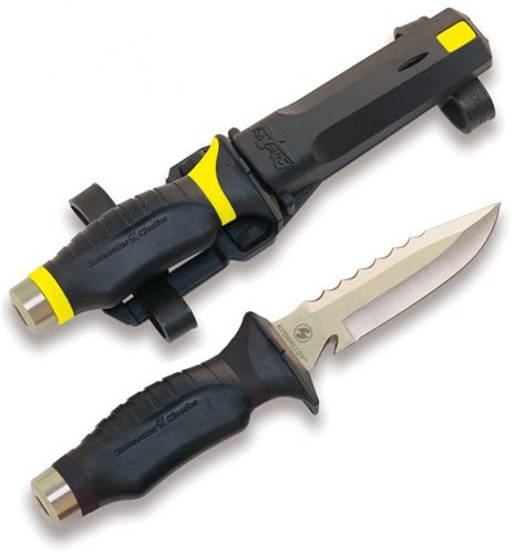 Trident Underwater Kinetics HYDRALLOY Blue Tang Drop Point Dive Knife (Yellow)