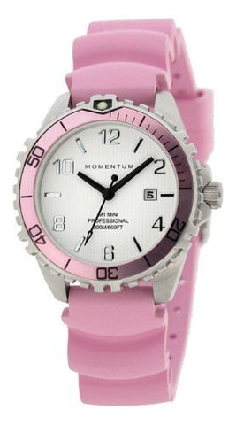 St. Moritz Momentum M1 Mini Women's Dive Watch & Underwater Timer for Scuba Divers with Pink Bezel & Pink Mini Natural Rubber Band