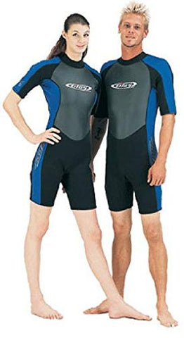 MyScubaShop Men's Tilos 2mm Skin Chest Shorty Wetsuit - Black/Blue (Size Large)