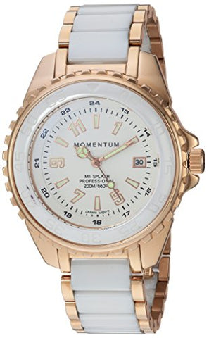 Momentum Women's Stainless Steel Japanese-Quartz Diving Watch with Ceramic Strap, Rose Gold, 13 (Model: 1M-DN67WS0C)
