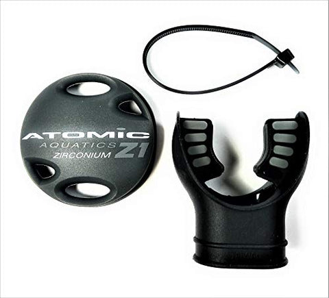 Atomic Aquatics Zirconium Z1 Second Stage Regulator Diaphragm Cover Kit (Grey) with Comfort Cushion Silicone Molded Tab Mouthpiece and Tie Wrap